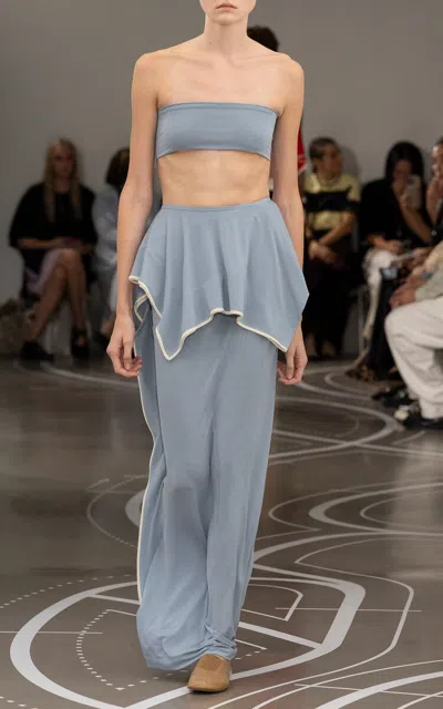Ashlyn Shikaku Draped Jersey Maxi Skirt In Blue
