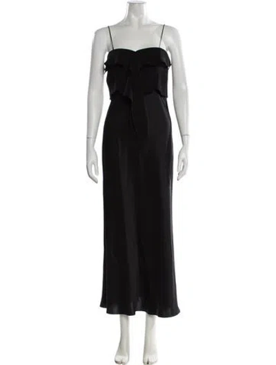 Pre-owned Ashlyn Silk Long Dress In Black