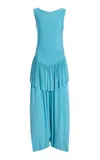 Ashlyn Teriot Gathered-peplum Jumpsuit In Blue