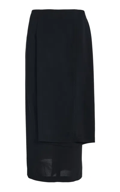 Ashlyn Twisted Crepe Knee-length Skirt In Black