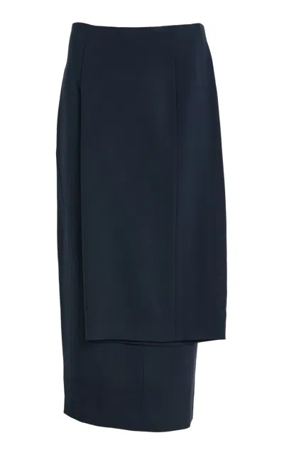 Ashlyn Twisted Crepe Knee-length Skirt In Blue