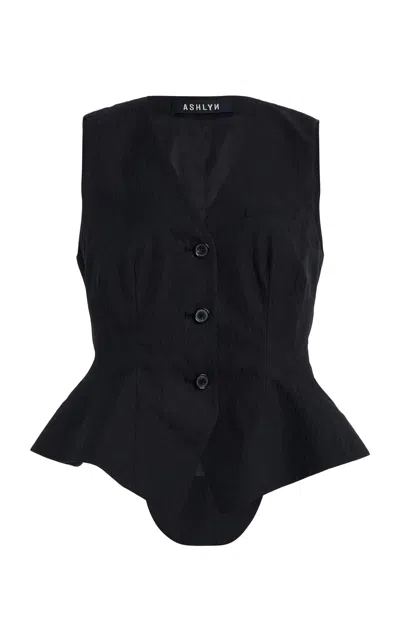 Ashlyn William Cotton Jacquard Vest In Black