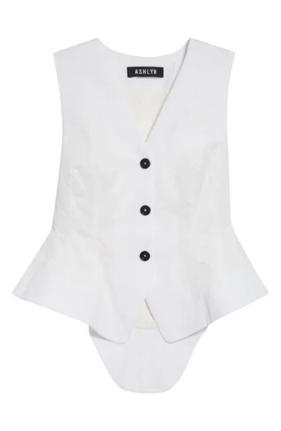 Ashlyn William Flared Vest In White