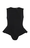 Ashlyn William Twill Peplum Top In Black