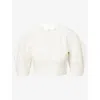 Ashlyn Womens Ivory Kaes Round-neck Woven Blouse Xs In White