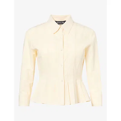 Ashlyn Womens Lulu Pleated Cotton Shirt Cream