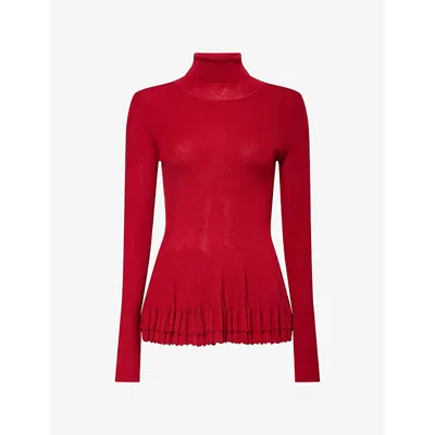 Ashlyn Womens Merritt Turtleneck Wool-blend Jumper Dark Red