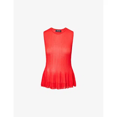 Ashlyn Womens Red Bennett Peplum-hem Knitted Top