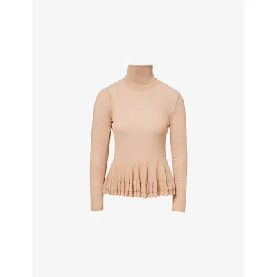 Ashlyn Womens Tan Merritt Turtleneck Knitted Top In Brown