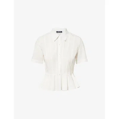 Ashlyn Womens White Lulu Pleated Cotton Shirt Xs