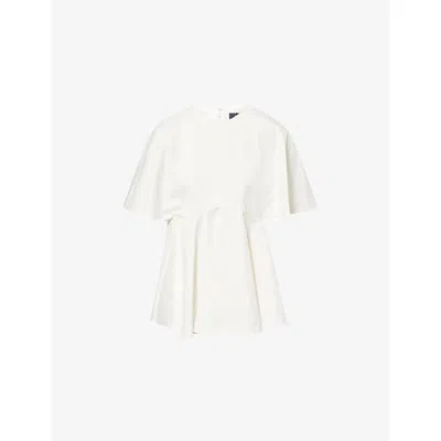 Ashlyn Womens White Zephy Cape-sleeve Cotton-blend Blouse