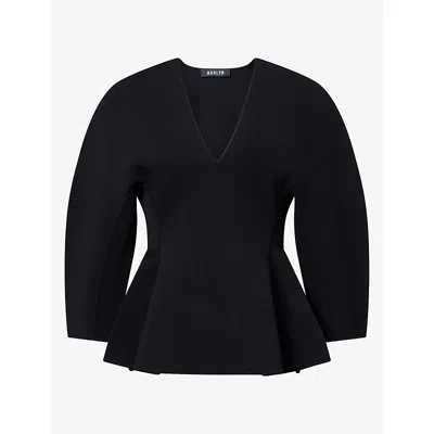 Ashlyn Womens William V-neck Knitted Top Black