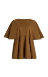 Ashlyn Zephy Cotton-blend Cape Blouse In Brown