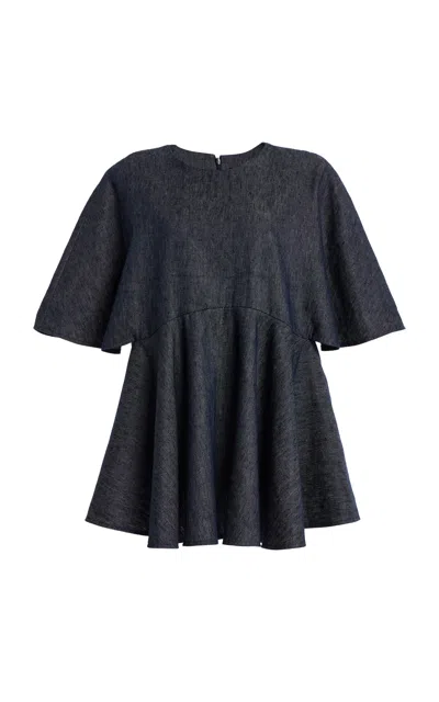 Ashlyn Zephy Linen-blend Blouse In Blue