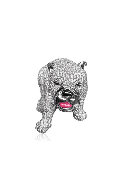 Ashna Mehta 14k White Gold Dog Customized Bag Bijoux