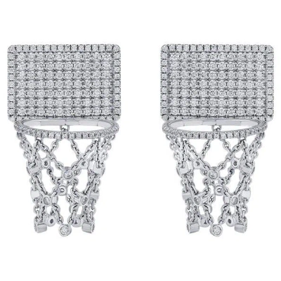 Pre-owned Ashna Mehta Basketball Hoop Full Diamond Backboard Earrings In Multi