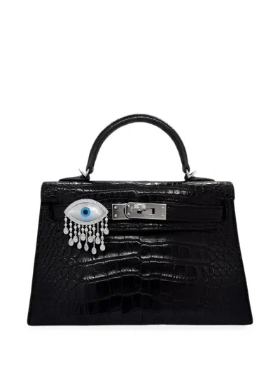 Ashna Mehta Diamond And Mother Of Pearl Evil Eye Bag Charm In Black