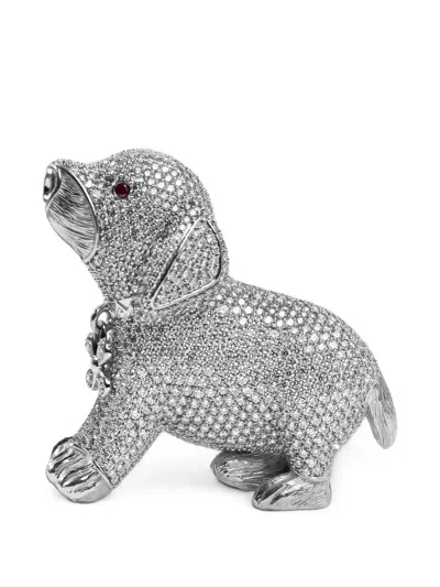 Ashna Mehta Diamond Dog Bag Charm In Silver