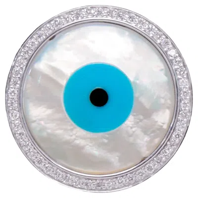 Pre-owned Ashna Mehta Evil Eye (round) Bag Bijoux With Natural Diamonds In Multi