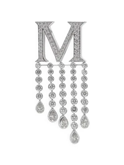 Ashna Mehta Initial Diamond Waterfall Bag Charm In Silver