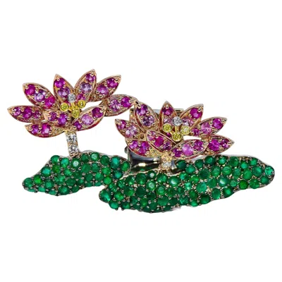 Pre-owned Ashna Mehta Lotus Customized Bag Bijoux In Multi