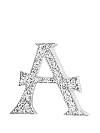 Ashna Mehta Medium Diamond Initial Bag Charm In Silver