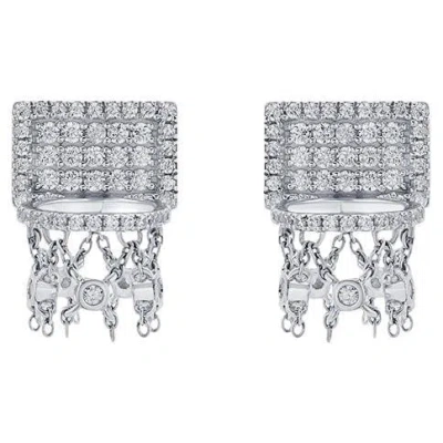 Pre-owned Ashna Mehta Mini Basketball Hoop Earrings Full Diamonds In Multi