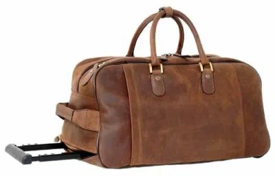 Pre-owned Ashwood Leather Mens Chelsea Veg Tan Albert Wheeled Travel Holdall - Mud Brown