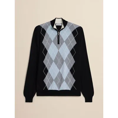 Ashworth Golf Extrafine Merino Argyle 1/4 Zip In Black