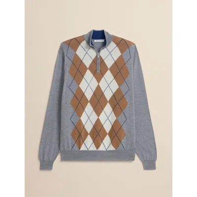 Ashworth Golf Extrafine Merino Argyle 1/4 Zip In Blue