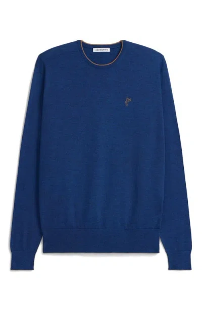 Ashworth Golf Extrafine Merino Tipped Crewneck In Blue
