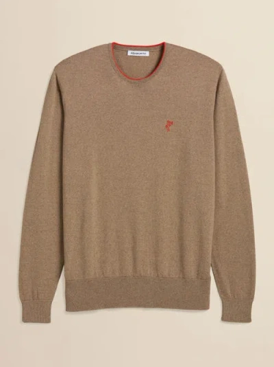 Ashworth Golf Extrafine Merino Tipped Crewneck In Brown