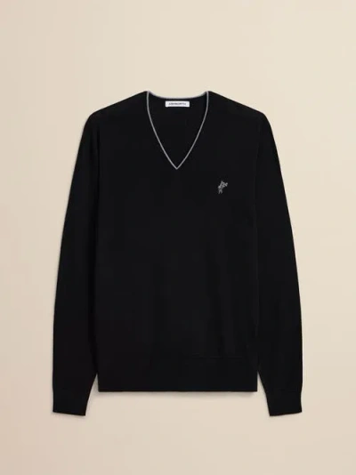 Ashworth Golf Extrafine Merino Tipped V-neck In Black