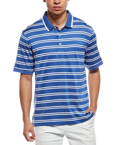 Ashworth Mesh Double Stripe Polo Shirt In Blue