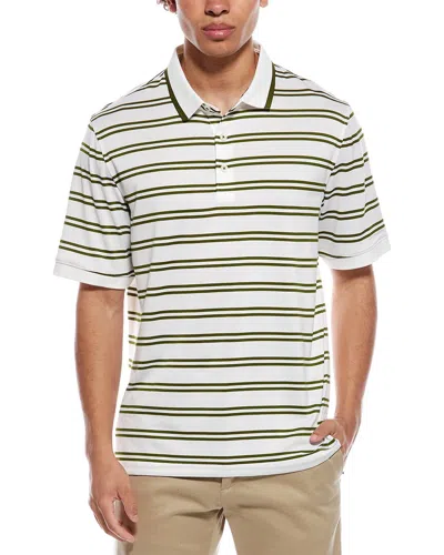 Ashworth Mesh Double Stripe Polo Shirt In White