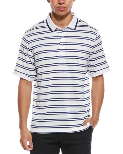 Ashworth Mesh Double Stripe Polo Shirt In White