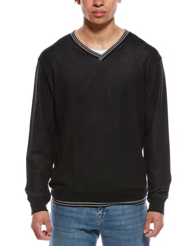 Ashworth Peached Saba V-neck Sweatshirt In Black