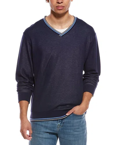 Ashworth Peached Saba V-neck Sweatshirt In Blue