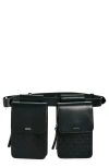 Ashya Double Pouch Leather Belt Bag In Onyx