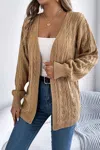 Asia Direct+ Cable Cardigan In Camel In Brown