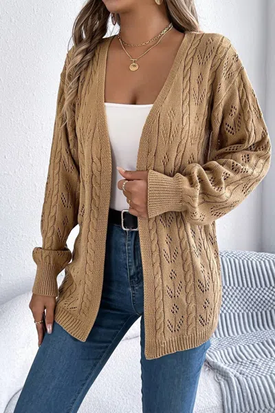 Asia Direct+ Cable Cardigan In Camel In Brown