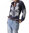 Asia Direct+ Embroidered Button Down Shirt In Navy In Black