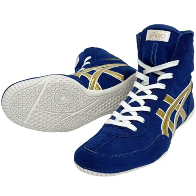 Pre-owned Asics 1083a001  Wrestling Blue And Gold Edge White Ex-eo Successor Us6-12