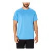 Asics Actibreeze Panel Jacquard Short Sleeved Top Asia Sizing 'waterscape' In Blue