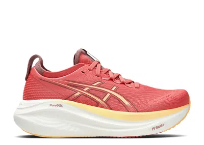 Asics Wmns Gel Nimbus 27 D Wide 'dark Pink Clay Orange Glow' In Red