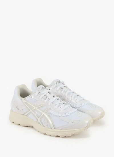 Asics Baskets Crantées En Cuir Mélangé In White