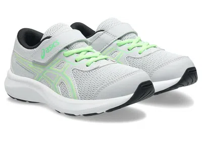 Asics Contend 9 Pre-school (little Kid/toddler) Kids Shoes Glacier Grey/vital Green : 1 Little Kid M, Text In Gray