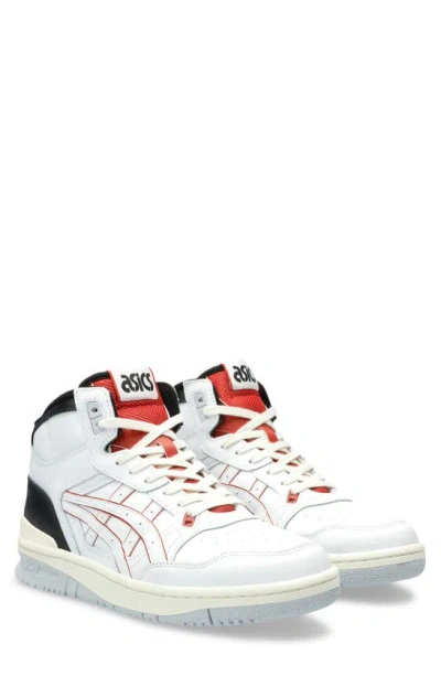 Asics Ex89 Mid Top Basketball Shoe In White/ Spice Latte