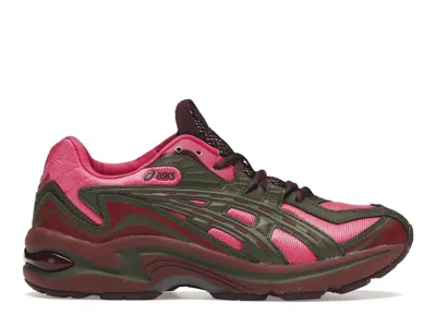 Pre-owned Asics Fb1s Gelpreleus (women's) Sneakers In Pink Rave/olive Canvas
