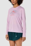 Asics Fujitrail Logo Long Sleeve Running T-shirt In Light Ube, Women's At Urban Outfitters In Light Ube
